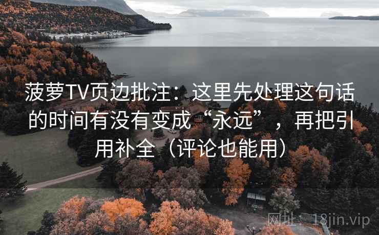 菠萝TV页边批注：这里先处理这句话的时间有没有变成“永远”，再把引用补全（评论也能用）